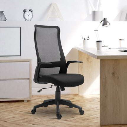 Biroja krēsls, grozāms krēsls, rakstāmgalda krēsls, regulējams augstums, ergonomisks, 360° grozāmi riteņi, biroja putas, neilons, melns