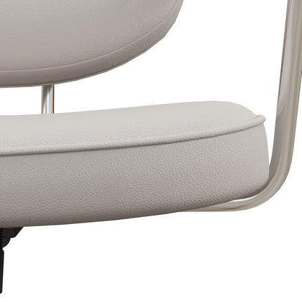 Biroja krēsls ar šūpošanās funkciju, rakstāmgalda krēsls ar mākslīgās ādas apdari, riteņi, 82-92 cm augstumā regulējams grozāmais krēsls, slodzes izturība līdz 120 kg, bēšs