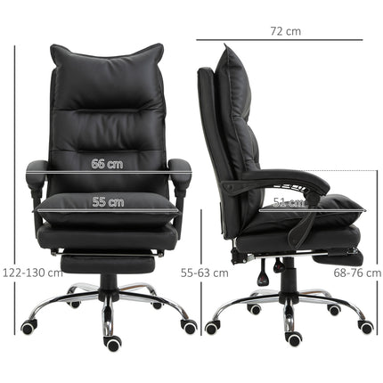 Black office chair in synthetic leather with adjustable footrest