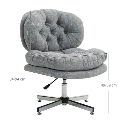 Biroja krēsls, ergonomisks rakstāmgalda krēsls, mīksts un polsterēts sēdeklis, augstumā regulējams grozāmais krēsls ar lina izskatu, mājas birojam, pelēks