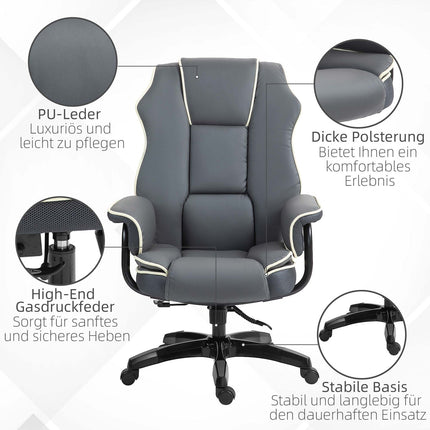 Ergonomic reclining office chair, artificial leather, adjustable