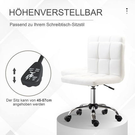 Office chair, swivel chair, imitation leather, steel frame, 5 wheels, upholstered, white
