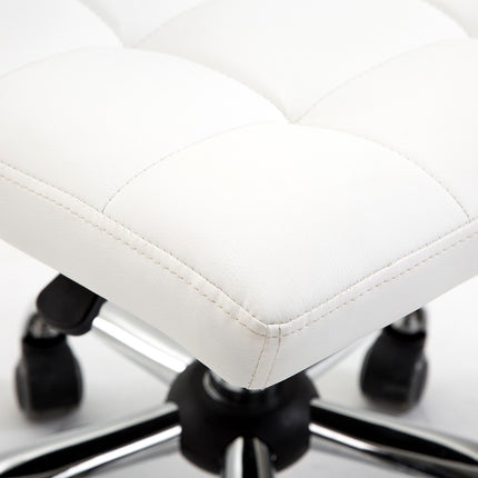 Office chair, swivel chair, imitation leather, steel frame, 5 wheels, upholstered, white