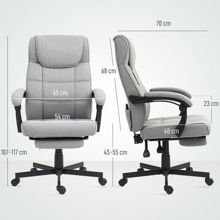 Biroja krēsls ar masāžas funkciju, ergonomisks vadītāja krēsls ar atgāšanas funkciju, kāju balsts, pelēks