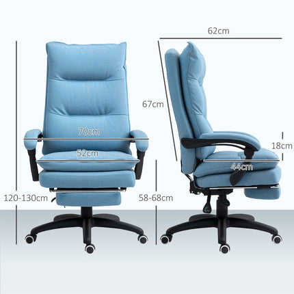 Biroja krēsls ar masāžas funkciju, ergonomisks rakstāmgalda krēsls ar atgāšanas un grozīšanas funkciju, augstumā regulējams datorkrēsls ar kāju balstu, tālvadības pulti un taimeri, zils