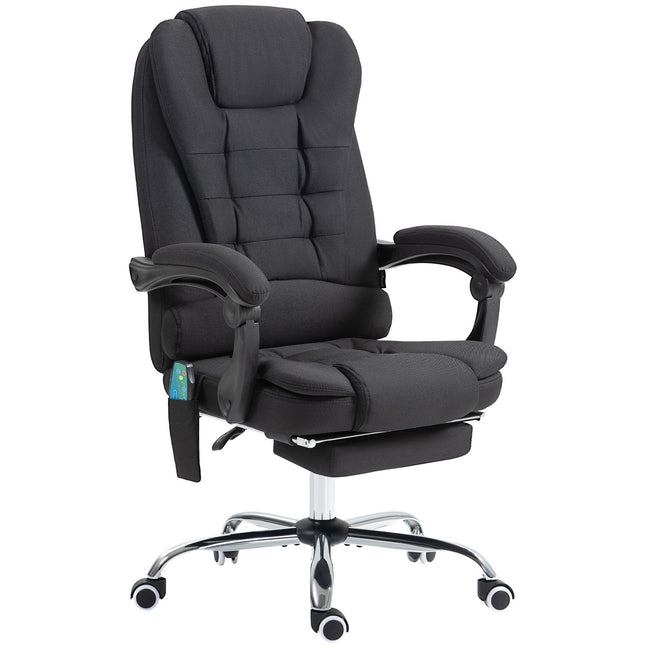 Biroja krēsls ar masāžas funkciju, ergonomisks rakstāmgalda krēsls ar atgāšanas un sildīšanas funkciju, augstumā regulējams datorkrēsls ar kāju balstu, sānu kabatu un tālvadības pulti, melns