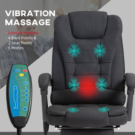 Biroja krēsls ar masāžas funkciju, ergonomisks rakstāmgalda krēsls ar atgāšanas un sildīšanas funkciju, augstumā regulējams datorkrēsls ar kāju balstu, sānu kabatu un tālvadības pulti, melns