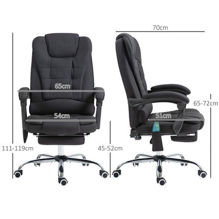 Biroja krēsls ar masāžas funkciju, ergonomisks rakstāmgalda krēsls ar atgāšanas un sildīšanas funkciju, augstumā regulējams datorkrēsls ar kāju balstu, sānu kabatu un tālvadības pulti, melns