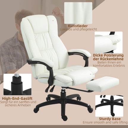 Biroja krēsls ar masāžas funkciju, vadītāja krēsls ar kāju balstu, ergonomisks rakstāmgalda krēsls, krēmkrāsas