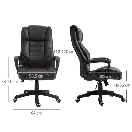 Biroja krēsls ar masāžas funkciju, augstumā regulējams vadītāja krēsls, ergonomisks grozāmais krēsls, 6 vibrācijas punkti, brūns