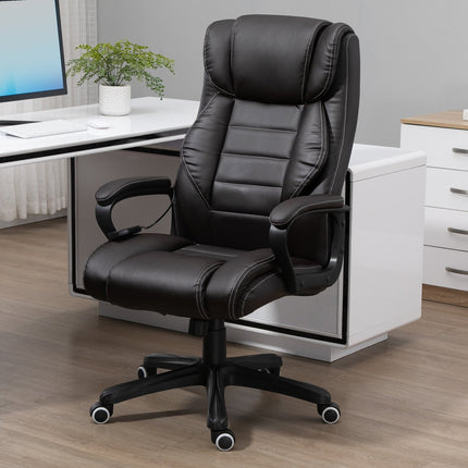 Biroja krēsls ar masāžas funkciju, augstumā regulējams vadītāja krēsls, ergonomisks grozāmais krēsls, 6 vibrācijas punkti, brūns
