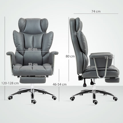 Biroja krēsls ar atgāšanas funkciju, ergonomisks rakstāmgalda krēsls, augstumā regulējams grozāms krēsls ar kāju balstu, polsterēts, var izturēt līdz 120 kg, birojam, studijām, tumši pelēks