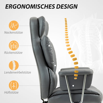 Biroja krēsls ar atgāšanas funkciju, ergonomisks rakstāmgalda krēsls, augstumā regulējams grozāms krēsls ar kāju balstu, polsterēts, var izturēt līdz 120 kg, birojam, studijām, tumši pelēks