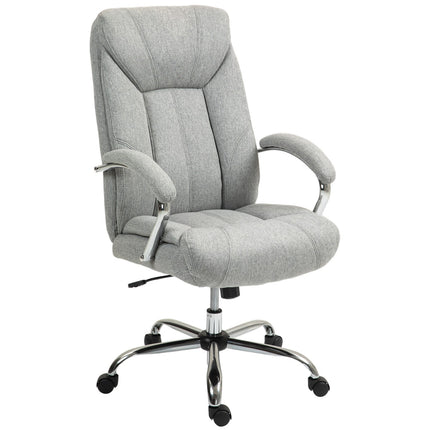 Biroja krēsls ar šūpošanās funkciju, ergonomisks krēsls ar polsterētu roku balstu, galvas balsts, augstumā regulējams rakstāmgalda krēsls, grozāms krēsls ar atzveltni, neilons, gaiši pelēks, 65 x 78 x 110-118 cm