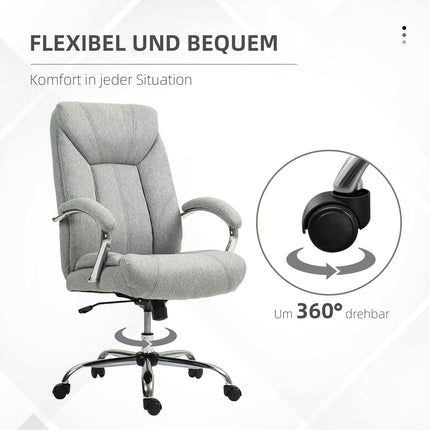 Biroja krēsls ar šūpošanās funkciju, ergonomisks krēsls ar polsterētu roku balstu, galvas balsts, augstumā regulējams rakstāmgalda krēsls, grozāms krēsls ar atzveltni, neilons, gaiši pelēks, 65 x 78 x 110-118 cm