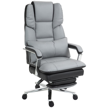 Biroja krēsls ar šūpošanās funkciju, kravnesība 120 kg, ergonomisks, 160° noliecama atzveltne, mākslīgā āda, 63P x 71D x 123-129A cm, gaiši pelēks
