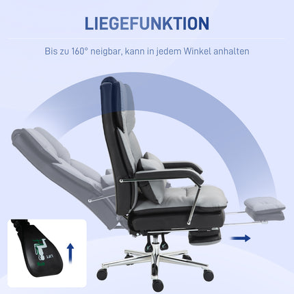 Biroja krēsls ar šūpošanās funkciju, kravnesība 120 kg, ergonomisks, 160° noliecama atzveltne, mākslīgā āda, 63P x 71D x 123-129A cm, gaiši pelēks
