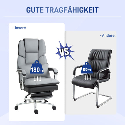 Biroja krēsls ar šūpošanās funkciju, kravnesība 120 kg, ergonomisks, 160° noliecama atzveltne, mākslīgā āda, 63P x 71D x 123-129A cm, gaiši pelēks