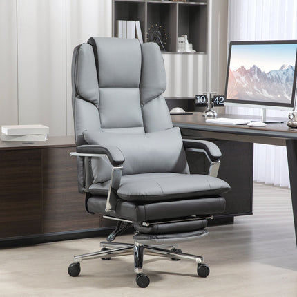 Biroja krēsls ar šūpošanās funkciju, kravnesība 120 kg, ergonomisks, 160° noliecama atzveltne, mākslīgā āda, 63P x 71D x 123-129A cm, gaiši pelēks