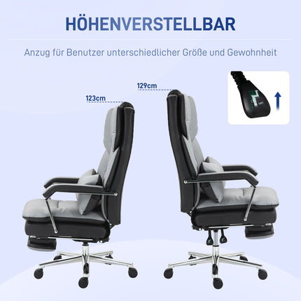 Biroja krēsls ar šūpošanās funkciju, kravnesība 120 kg, ergonomisks, 160° noliecama atzveltne, mākslīgā āda, 63P x 71D x 123-129A cm, gaiši pelēks