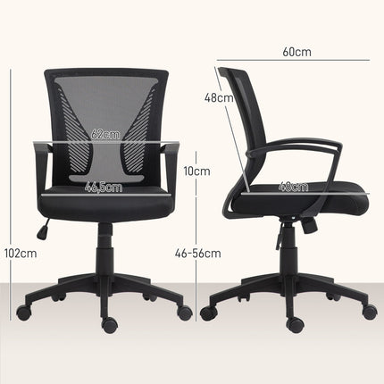 Black swivel office chair with tilt, 120 kg capacity