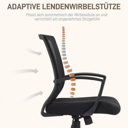 Black swivel office chair with tilt, 120 kg capacity