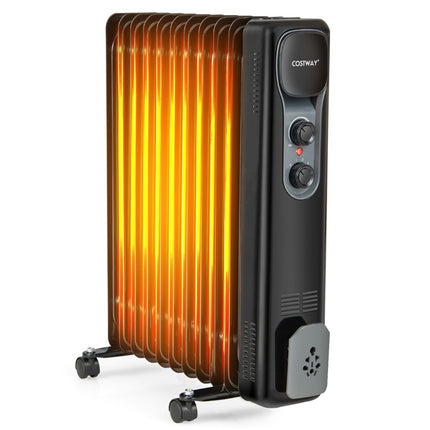 Eļļas radiatora sildītājs 2500 W, 3 siltuma iestatījumi, melns