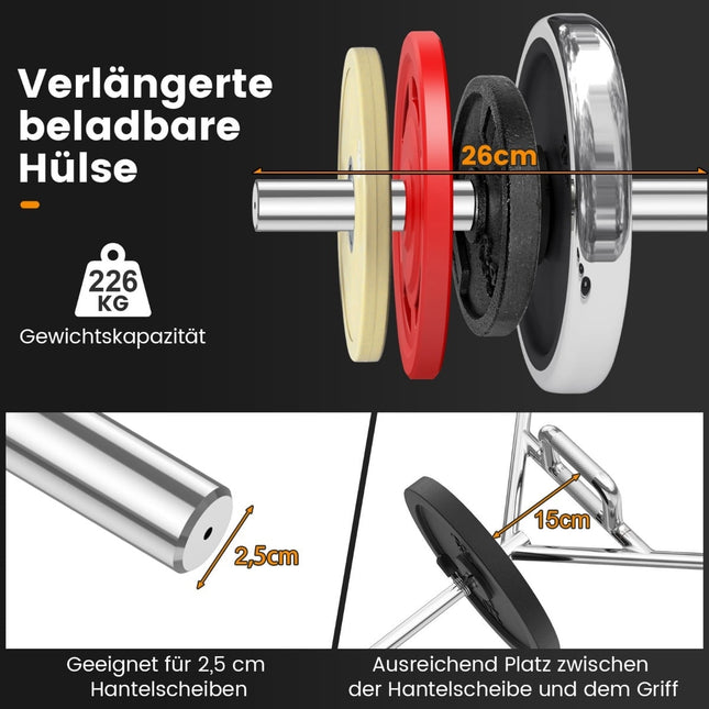 Olimpiskais sešstūrainais slazdu stienis, celtspēja 226 kg, salokāmi rokturi