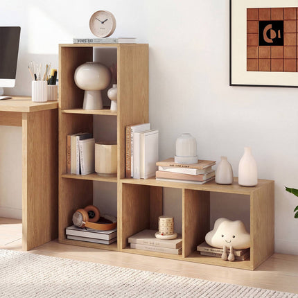Open Back 2-Tier Bookshelf with Anti-Toppling Kit, Natural, 35 x 33 x 69 cm