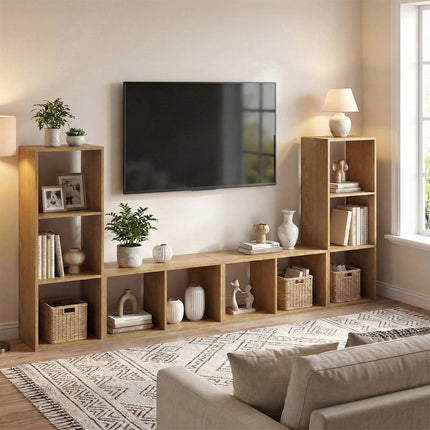 Open Back 2-Tier Bookshelf with Anti-Toppling Kit, Natural, 35 x 33 x 69 cm