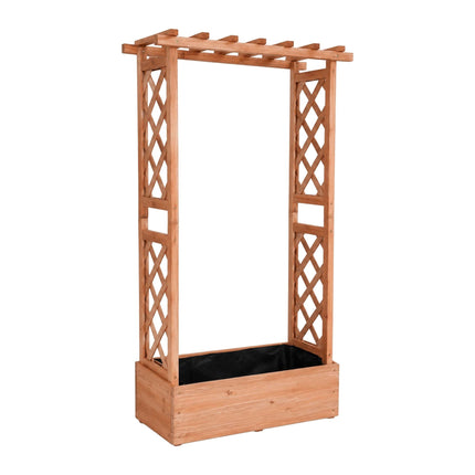 Oranžas egles koka puķu pods ar režģi un jumtu, liels