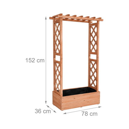 Oranžas egles koka puķu pods ar režģi un jumtu, liels