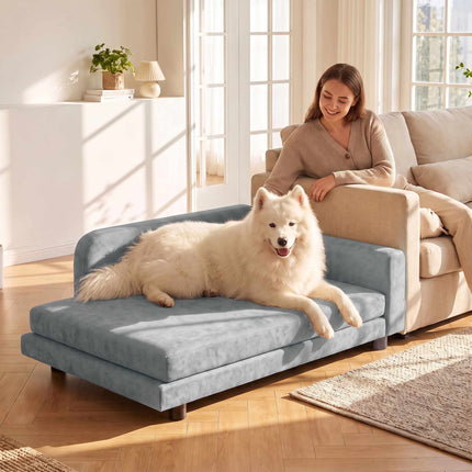 Orthopaedic Dog Sofa XL with Backrest and Removable Cushion, Up To 35 kg, Grey