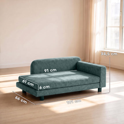 Orthopaedic Dog Sofa XL with Backrest and Removable Cushion, Up To 35 kg, Grey