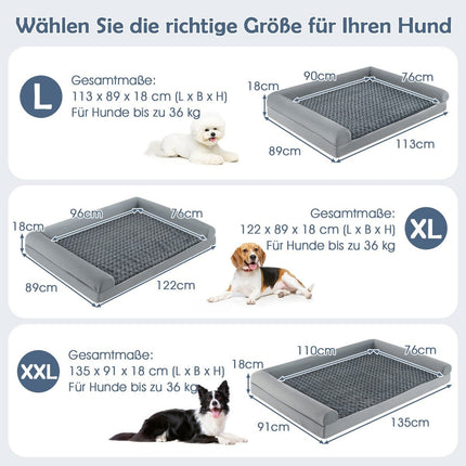 Orthopedic Dog Bed XXL, Gray, Joint Support, Non-Slip
