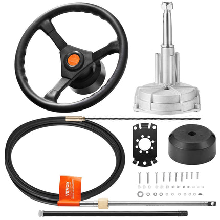Outboard Rotary Steering Kit, 14 ft Cable, 13.5 in Wheel