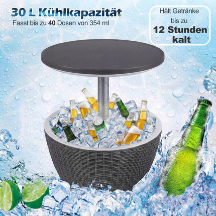 Āra 3-in-1 dzesētājs bāram, 30L ledus dzesētājs un galds, pelēks