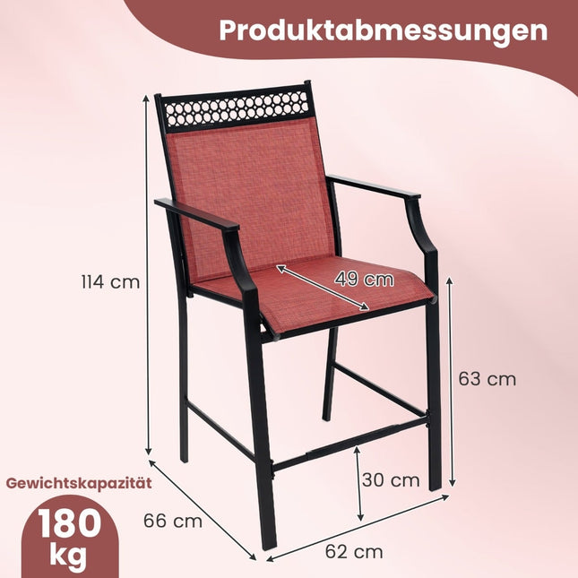 Āra bāra krēslu komplekts (2 gab.), ātri žūstošs audums, sarkans