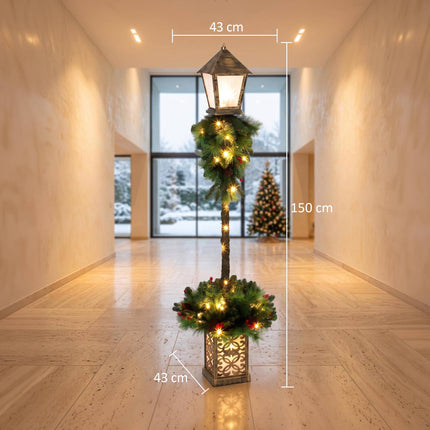 Āra Ziemassvētku laterna ar 50 silti baltām LED gaismām, 150 cm