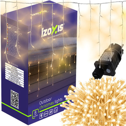Āra Ziemassvētku lampiņas, 300 LED, Silti balta, 15 m, 8 režīmi