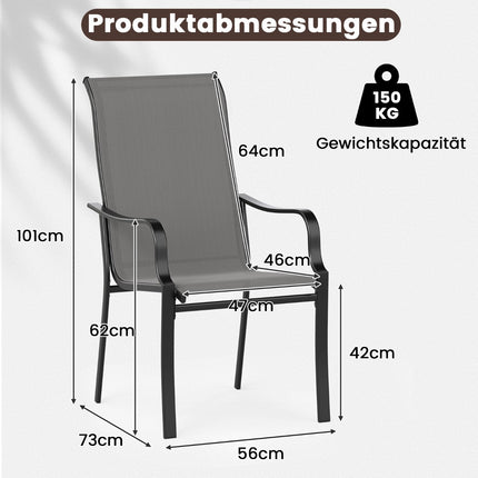 Āra ēdamkrēslu komplekts, augsta atzveltne, 150 kg celtspēja, pelēks