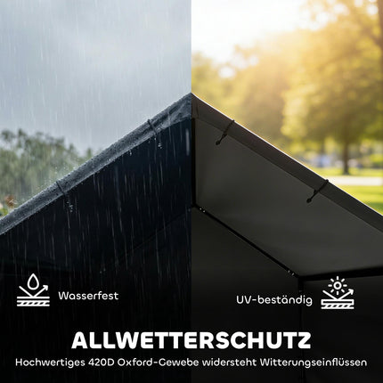 Outdoor Dog House with UV-Resistant Canopy, 125x110x93 cm