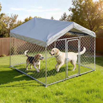 Outdoor Dog Kennel 2 x 2 x 1.6 m, Locking Roof Cover