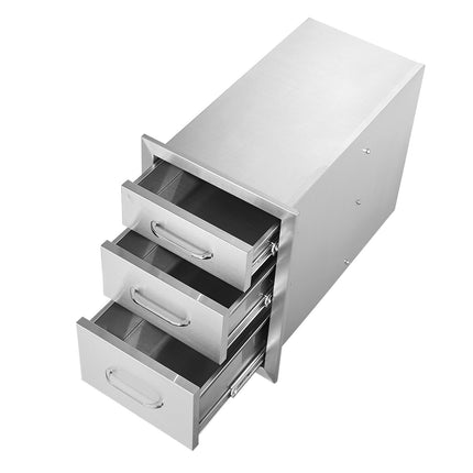 Outdoor Kitchen Drawers, 3-Tier Stainless Steel, 14x23 in