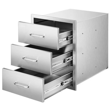 Outdoor Kitchen Stainless Steel Triple Drawer Cabinet, 18.11 in