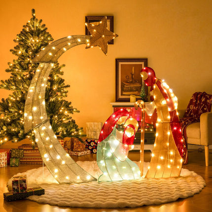 Āra apgaismots Ziemassvētku rotājumu komplekts, 151 cm, 140 silti baltas gaismas diodes