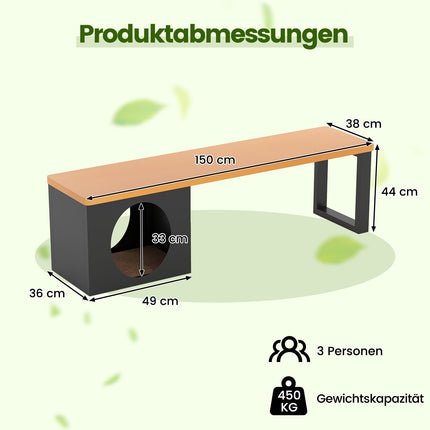 Āra metāla sols ar kaķu mājiņu, 3 sēdvietas, 150 cm