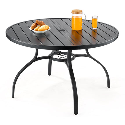 Outdoor Patio Dining Table, 120cm Round, 38mm Umbrella Hole