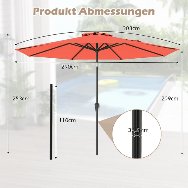 Āra terases saulessargs, 300 cm, noliecams un grozāms, oranžs