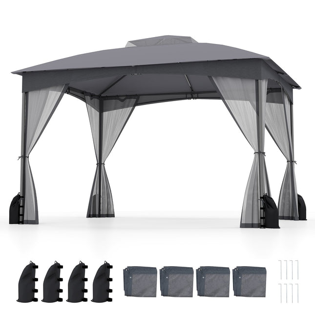 Āra paviljons 3,6 x 3 m, moskītu tīkls, ūdensnecaurlaidīgs, pelēks